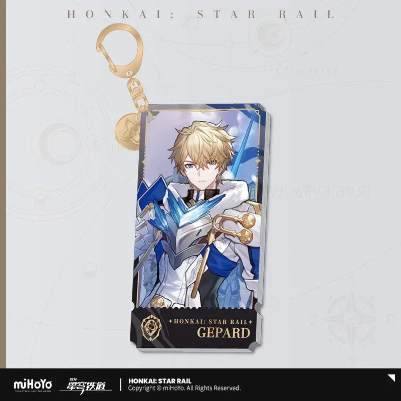 Honkai: Star Rail The Preservation Character Warp Artwork Acrylic Keychain Gepard ACG Go Anime www.acg-go.com Aventurine, Caelus, Dan Heng • Permansor Terrae, Fu Xuan, Gepard, March 7th, Pendant & Keychain, Stelle, Trailblazer