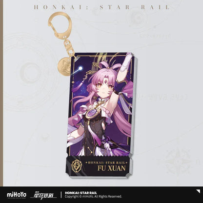 Honkai: Star Rail The Preservation Character Warp Artwork Acrylic Keychain Fu Xuan ACG Go Anime www.acg-go.com Aventurine, Caelus, Dan Heng • Permansor Terrae, Fu Xuan, Gepard, March 7th, Pendant & Keychain, Stelle, Trailblazer