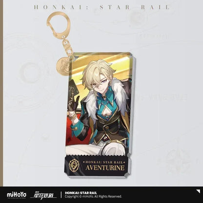 Honkai: Star Rail The Preservation Character Warp Artwork Acrylic Keychain Aventurine ACG Go Anime www.acg-go.com Aventurine, Caelus, Dan Heng • Permansor Terrae, Fu Xuan, Gepard, March 7th, Pendant & Keychain, Stelle, Trailblazer