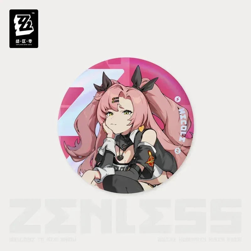 Zenless Zone Zero Time Signal Research Series Tinplate Badge Nicole Demara ACG Go Anime www.acg-go.com Alexandrina Sebastiane (Rina), Anby Demara, Anton Ivanov, Badge, Belle, Ben Bigger, Billy Kid, Corin Wickes, Ellen Joe, Grace Howard, Koleda Belobog, Nekomiya Mana, Nicole Demara, Soldier 11, Von Lycaon, Wise