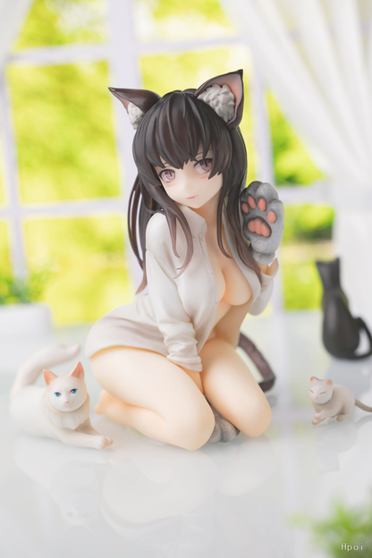 Cat Girl Mia 1/7 Scale Figure White Dress Brown Hair Ver.